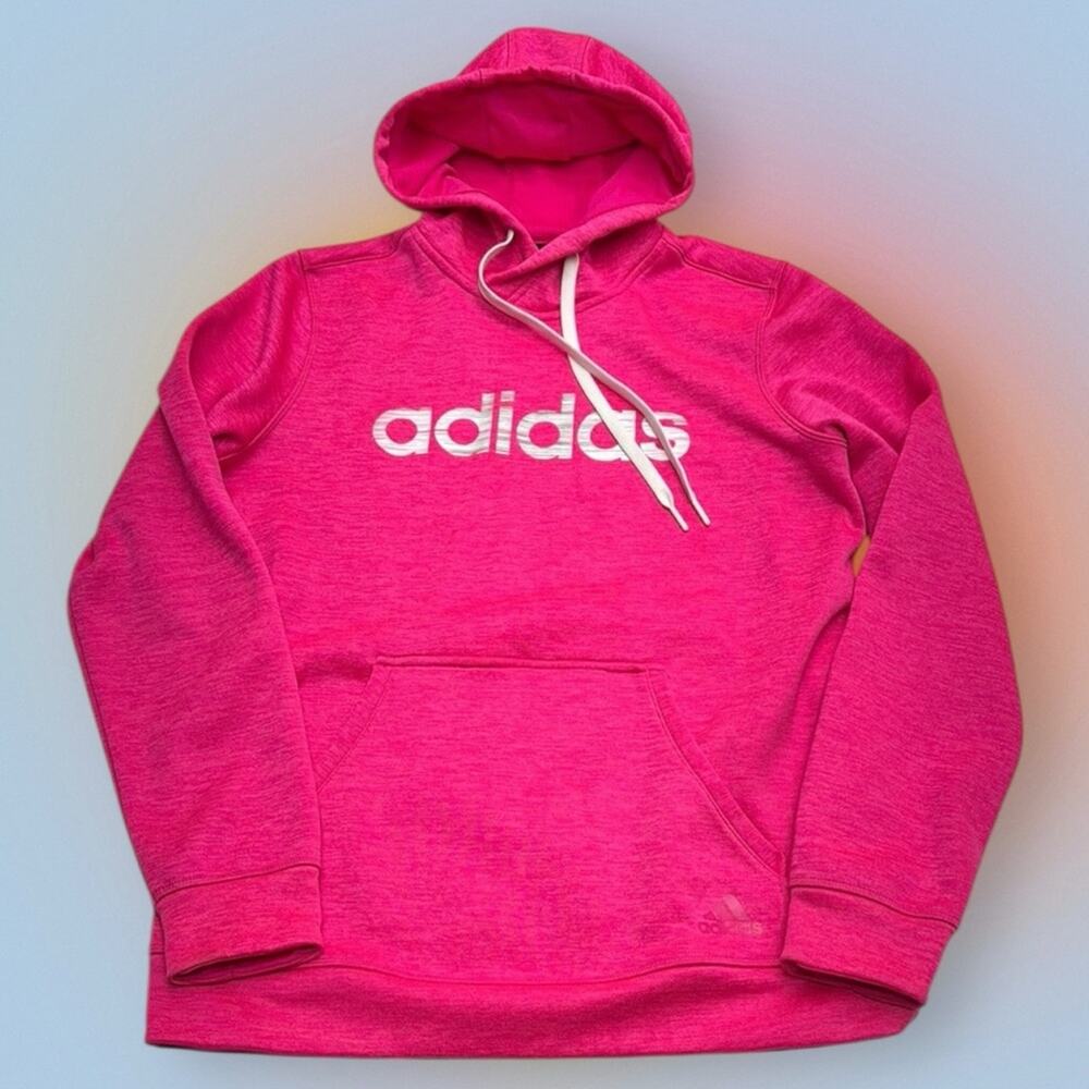 ADIDAS Youth Medium Bright Heather Pink Hoodie Sweatshirt CLIMAWARM